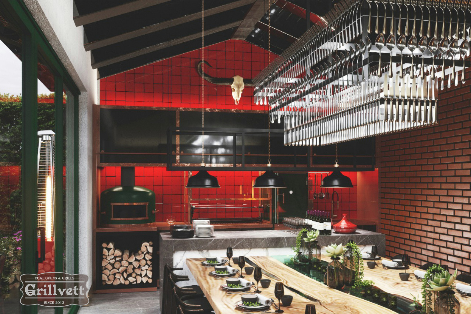 Немчиновка. Летняя кухня с террасой и зоной барбекю.