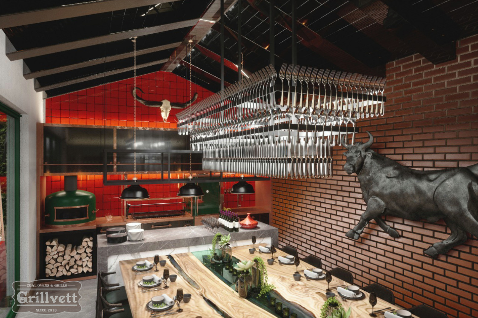 Немчиновка. Летняя кухня с террасой и зоной барбекю.