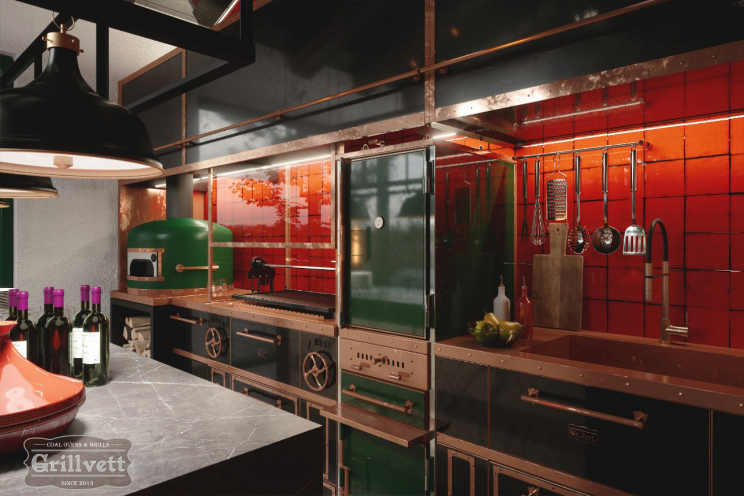 Немчиновка. Летняя кухня с террасой и зоной барбекю.