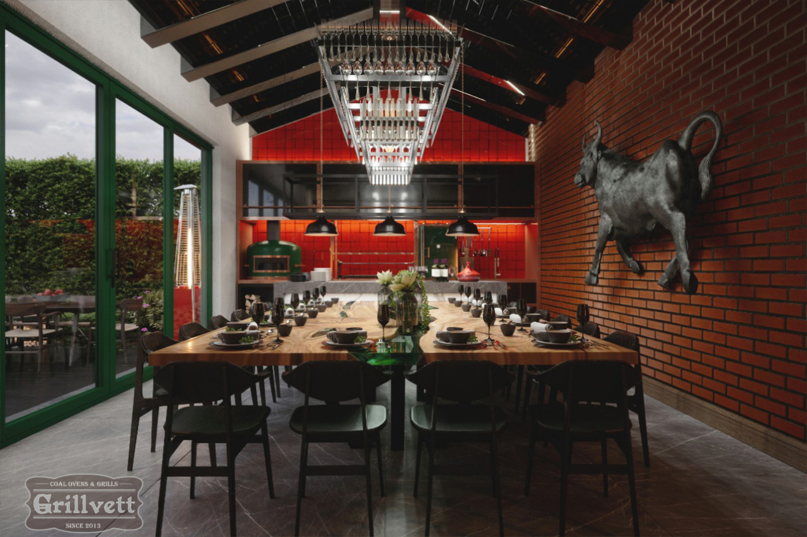 Немчиновка. Летняя кухня с террасой и зоной барбекю.