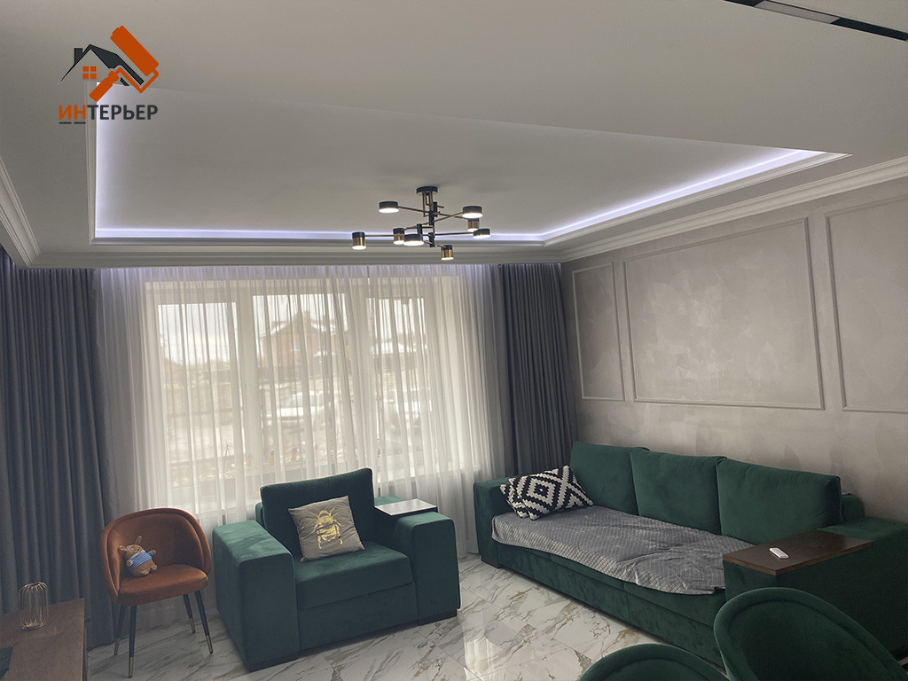 Гостиная - ремонт коттеджа под ключ