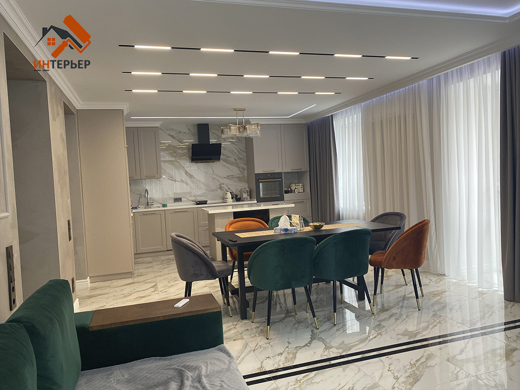 Гостиная - ремонт коттеджа под ключ