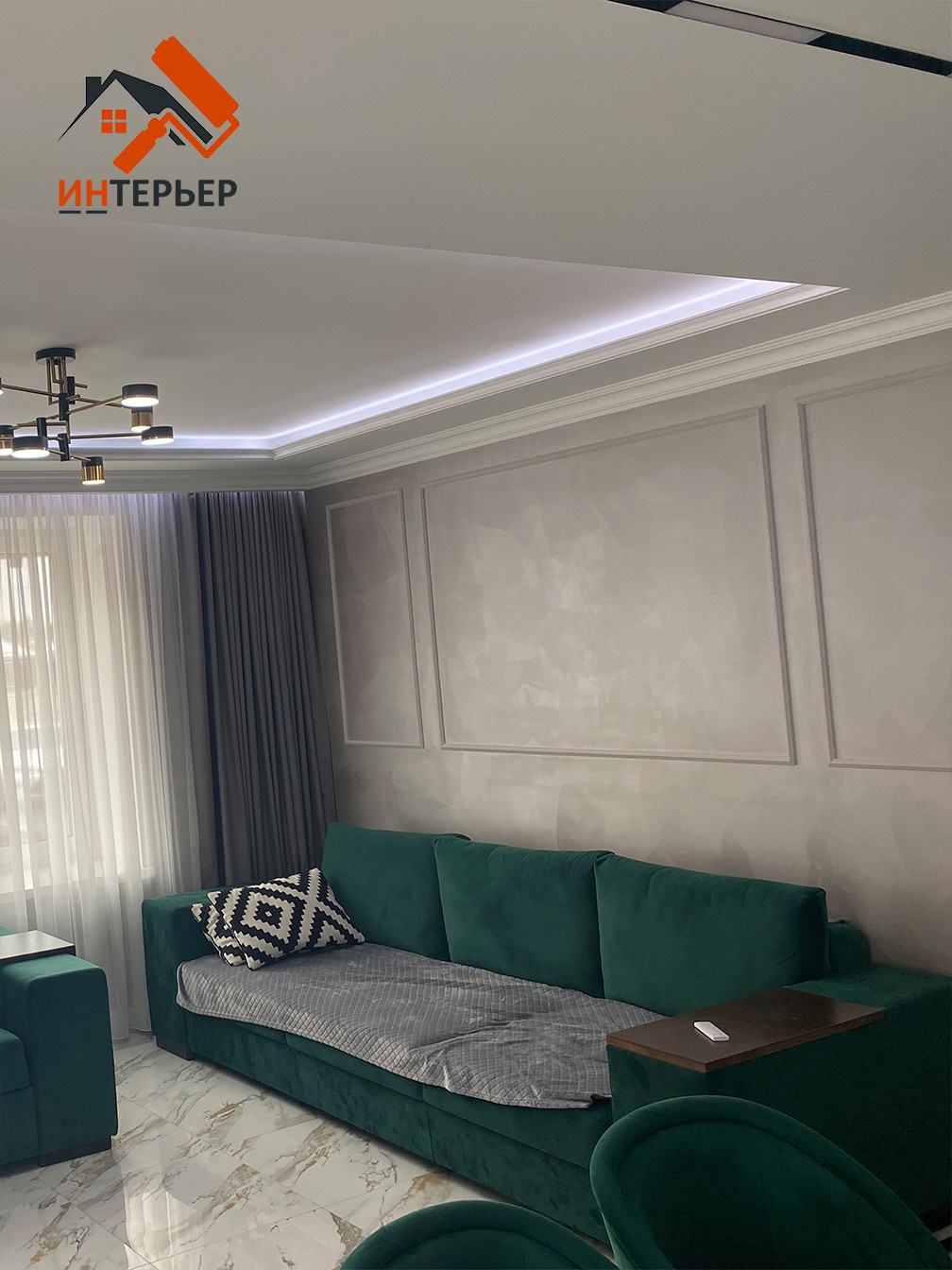 Гостиная - ремонт коттеджа под ключ