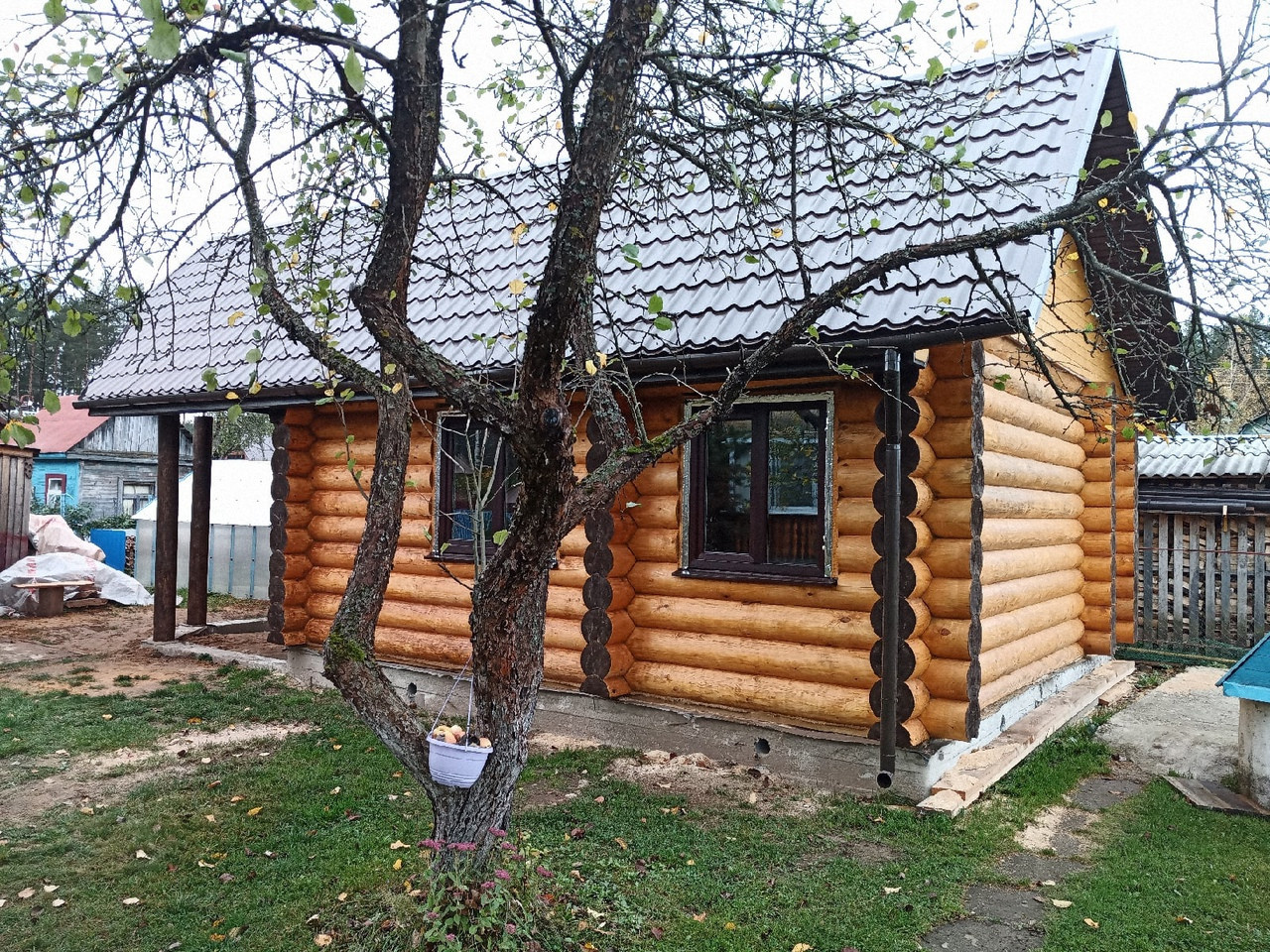Дачный домик из оцилиндрованного бревна