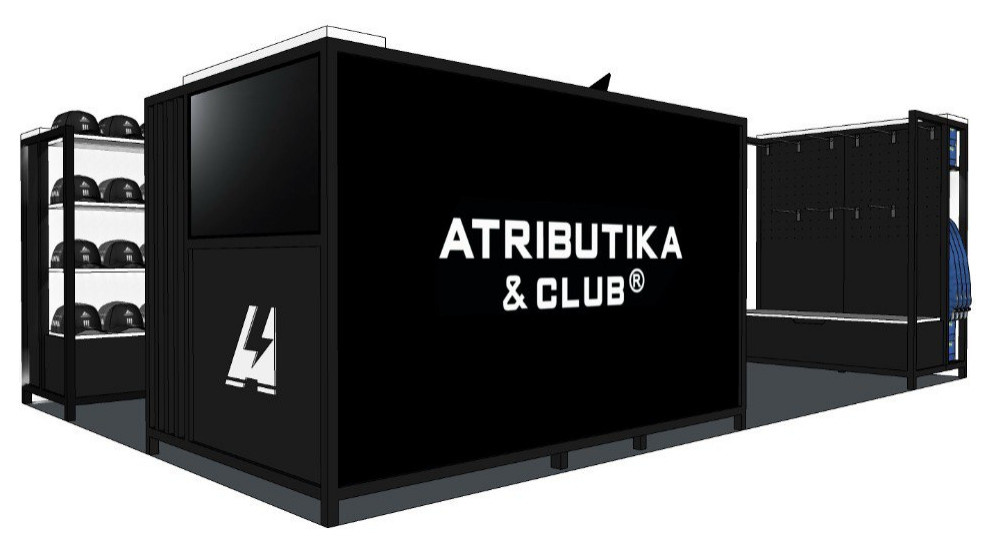 Интерьер магазина и островка магазина спортивной атрибутики "Atributika & Сlub"