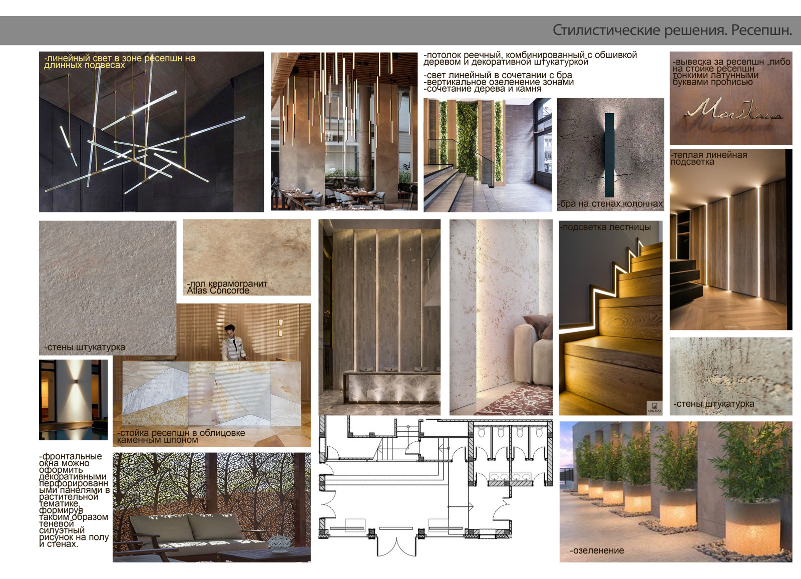 Коллажи для ресторанно-банного комплекса, предпроектная подготовка