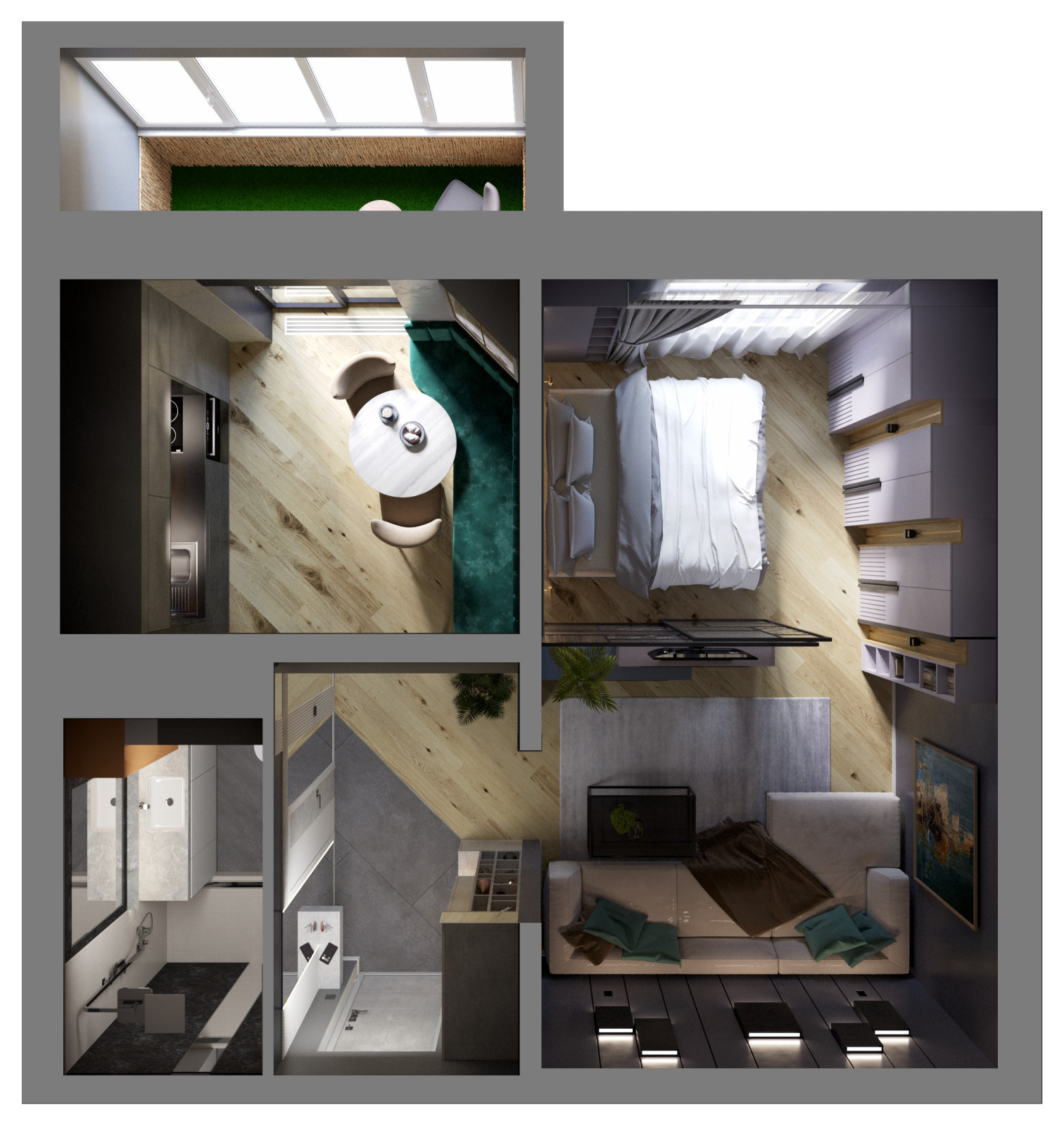 Дизайн 1-к квартиры 44м2 в Красноярске