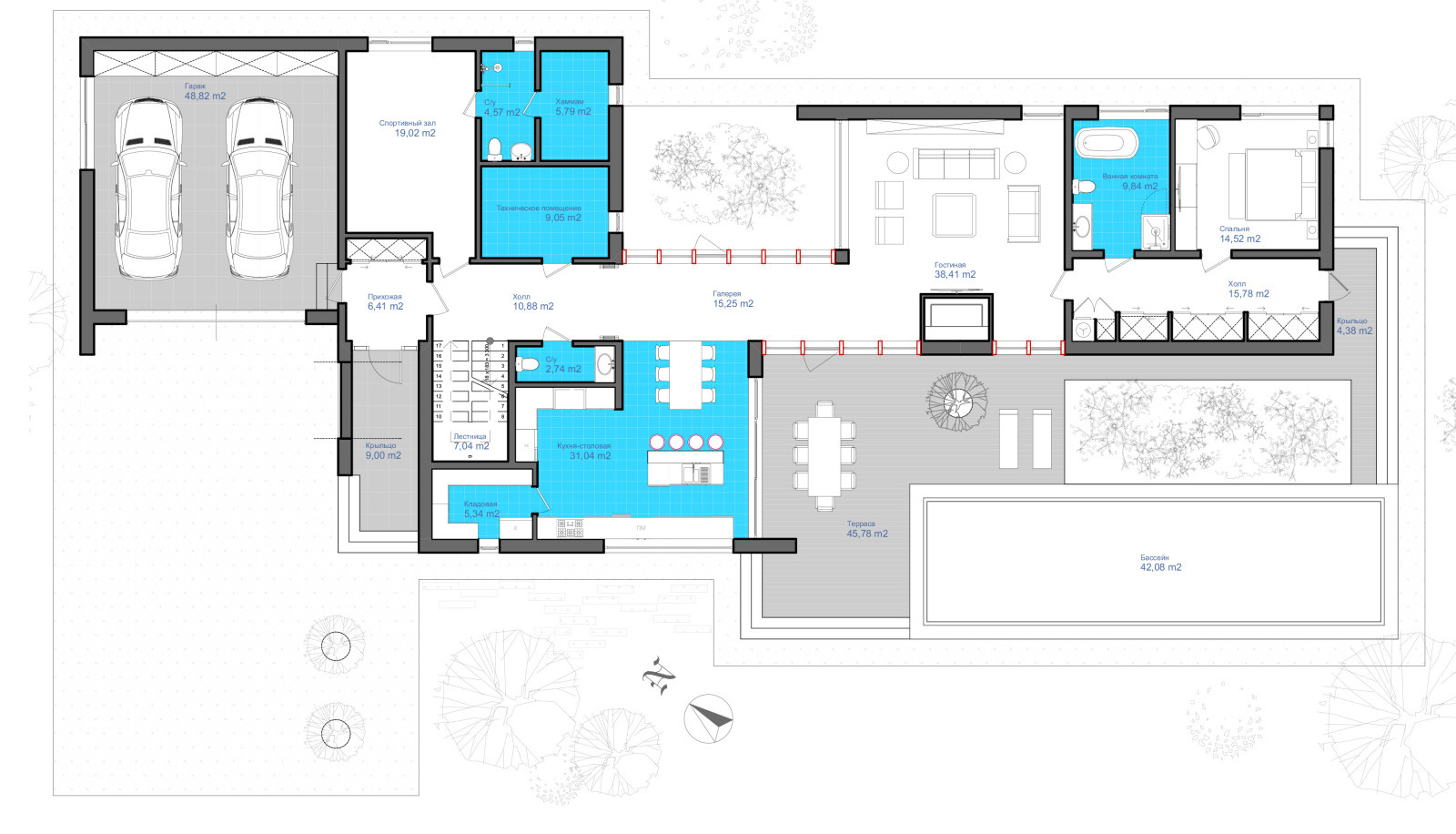 Современный дом с бассейном