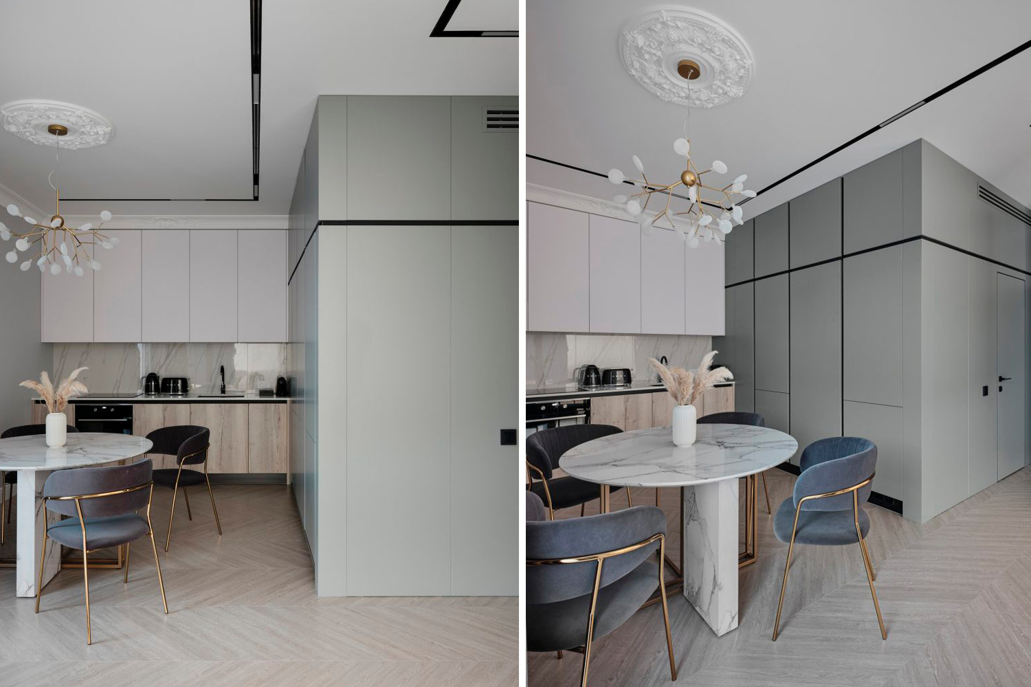 Кухня и гостиная зона для апарт отеля в Санкт-Петербурге