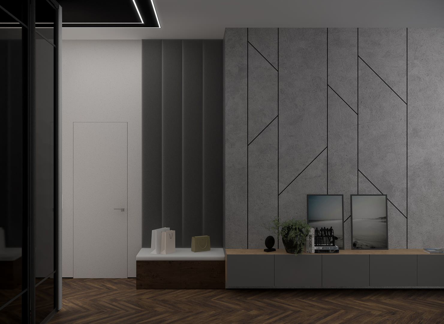 Кухня-гостиная в современном стиле в квартире