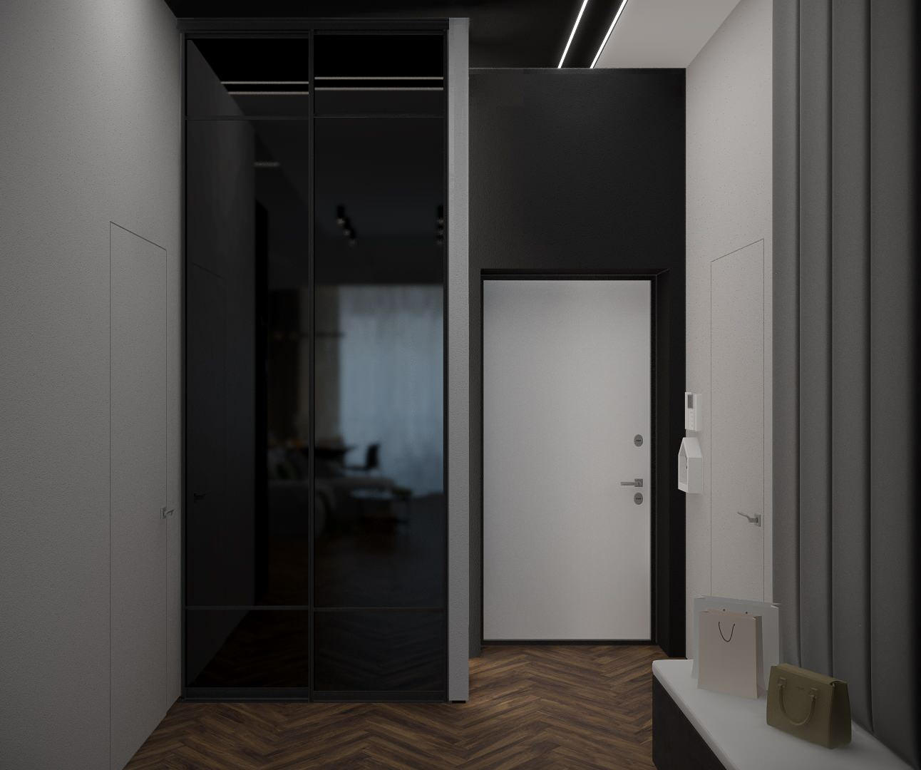 Кухня-гостиная в современном стиле в квартире