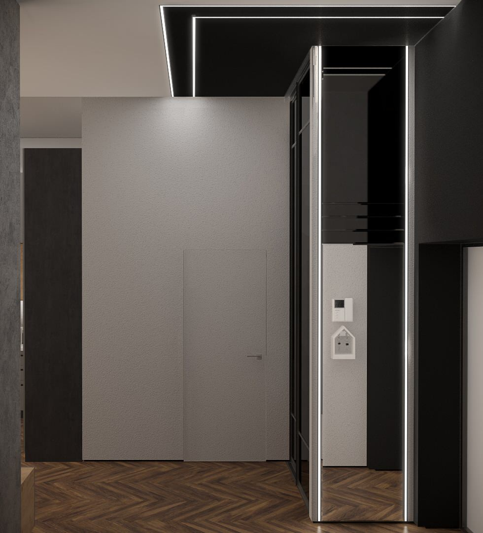 Кухня-гостиная в современном стиле в квартире