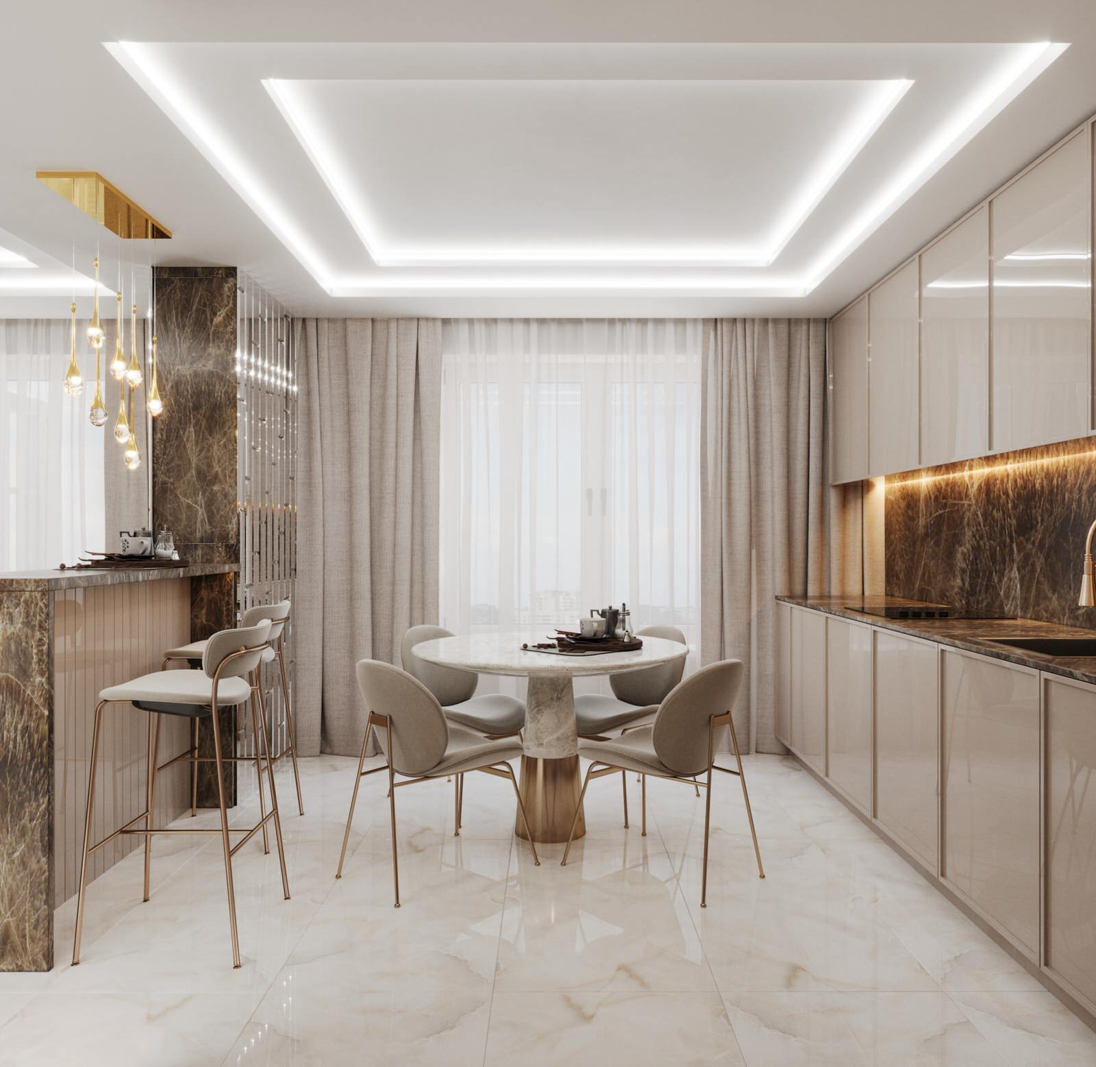 Дизайн-проект кухни-гостиной ЖК "На Рождественской"