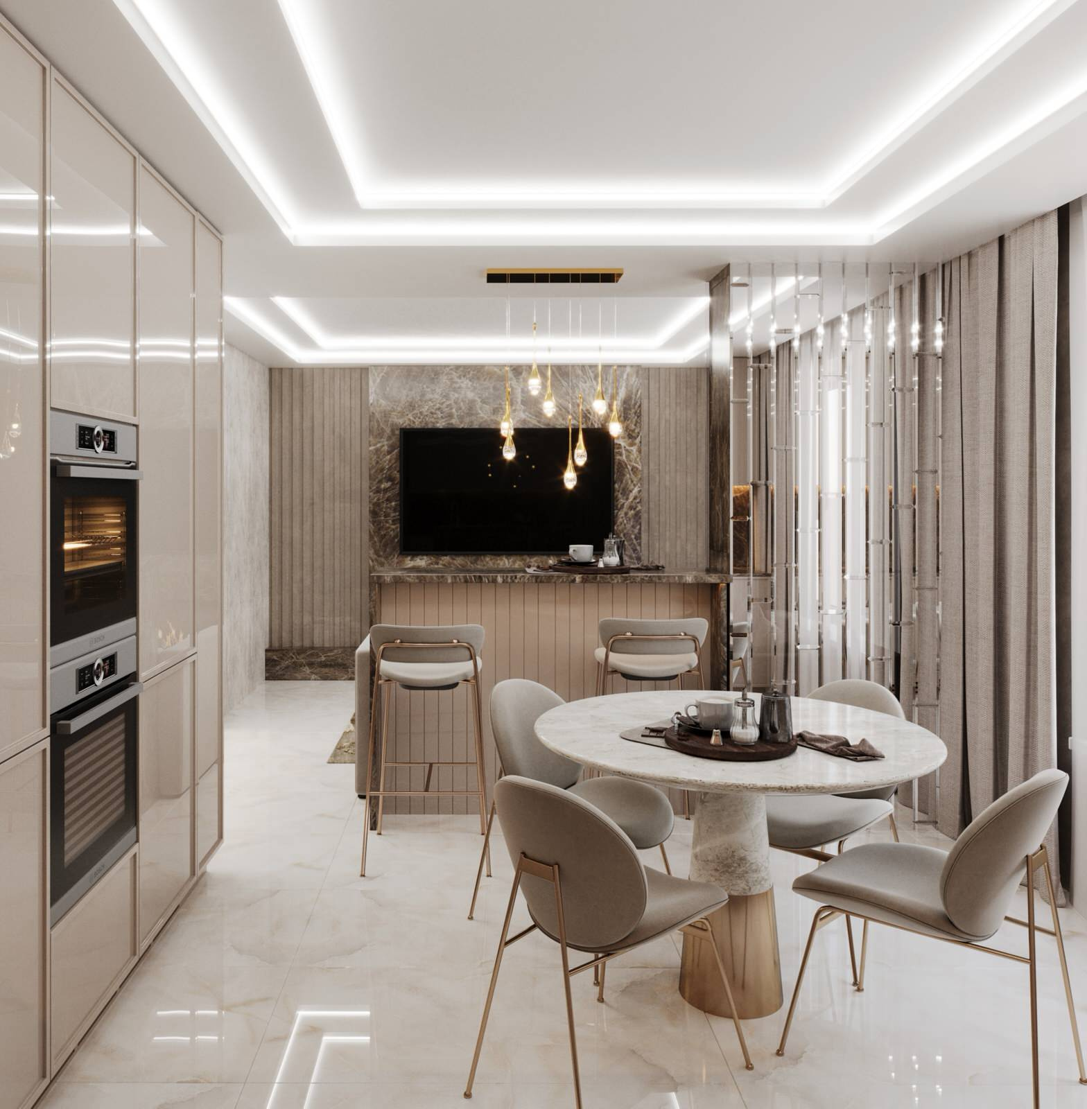 Дизайн-проект кухни-гостиной ЖК "На Рождественской"
