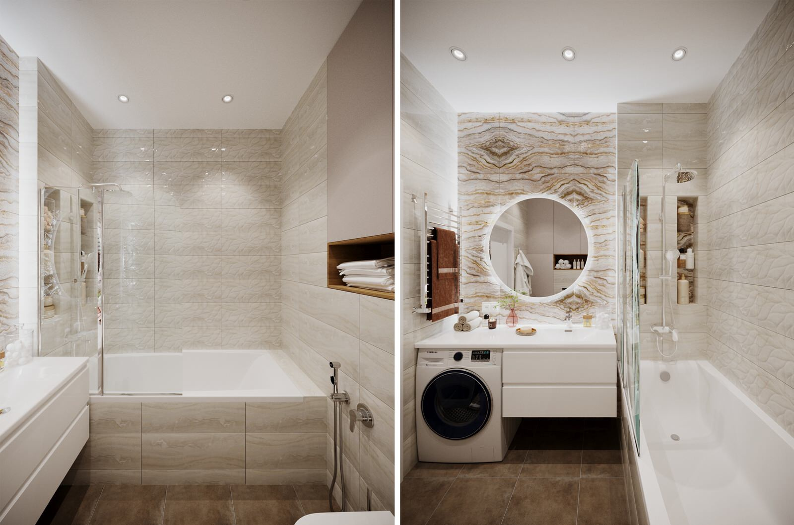 Ванная в бежевых тонах