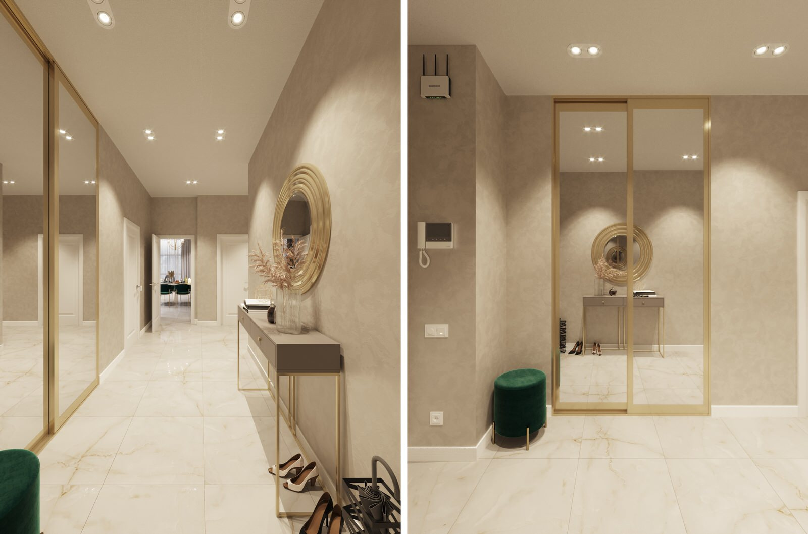 Коридор в бежевых тонах