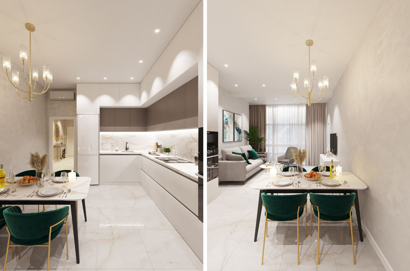 Бежевая кухня в интерьере