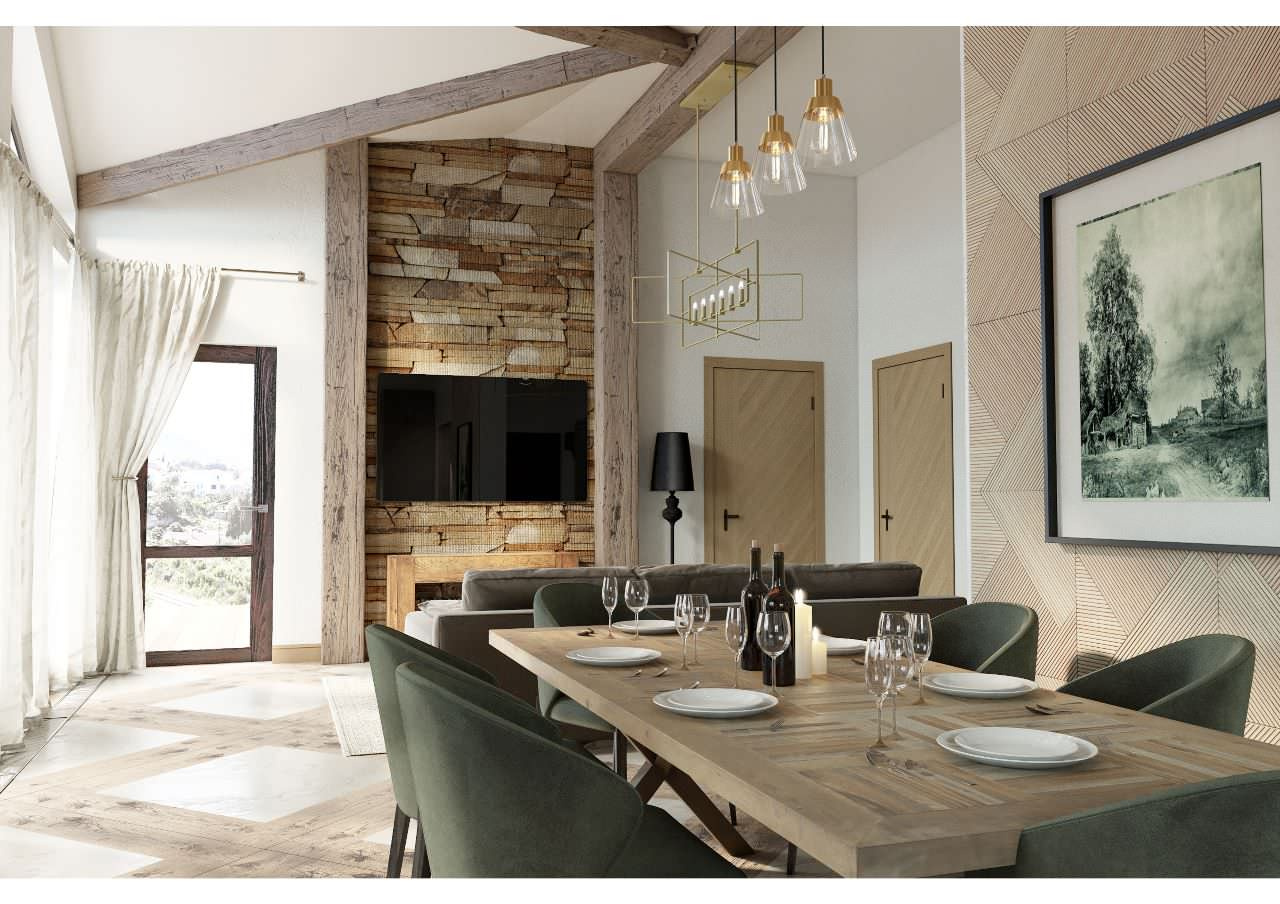 Дизайн - проект дома (гостиная - студия)