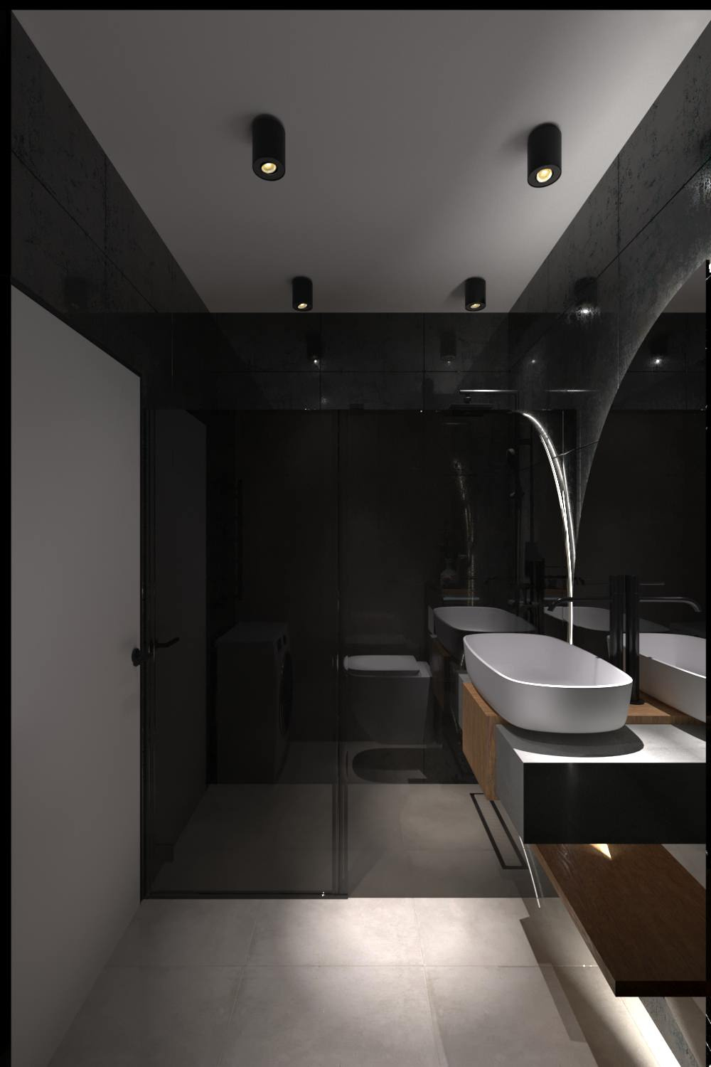 Темная ванная комната
