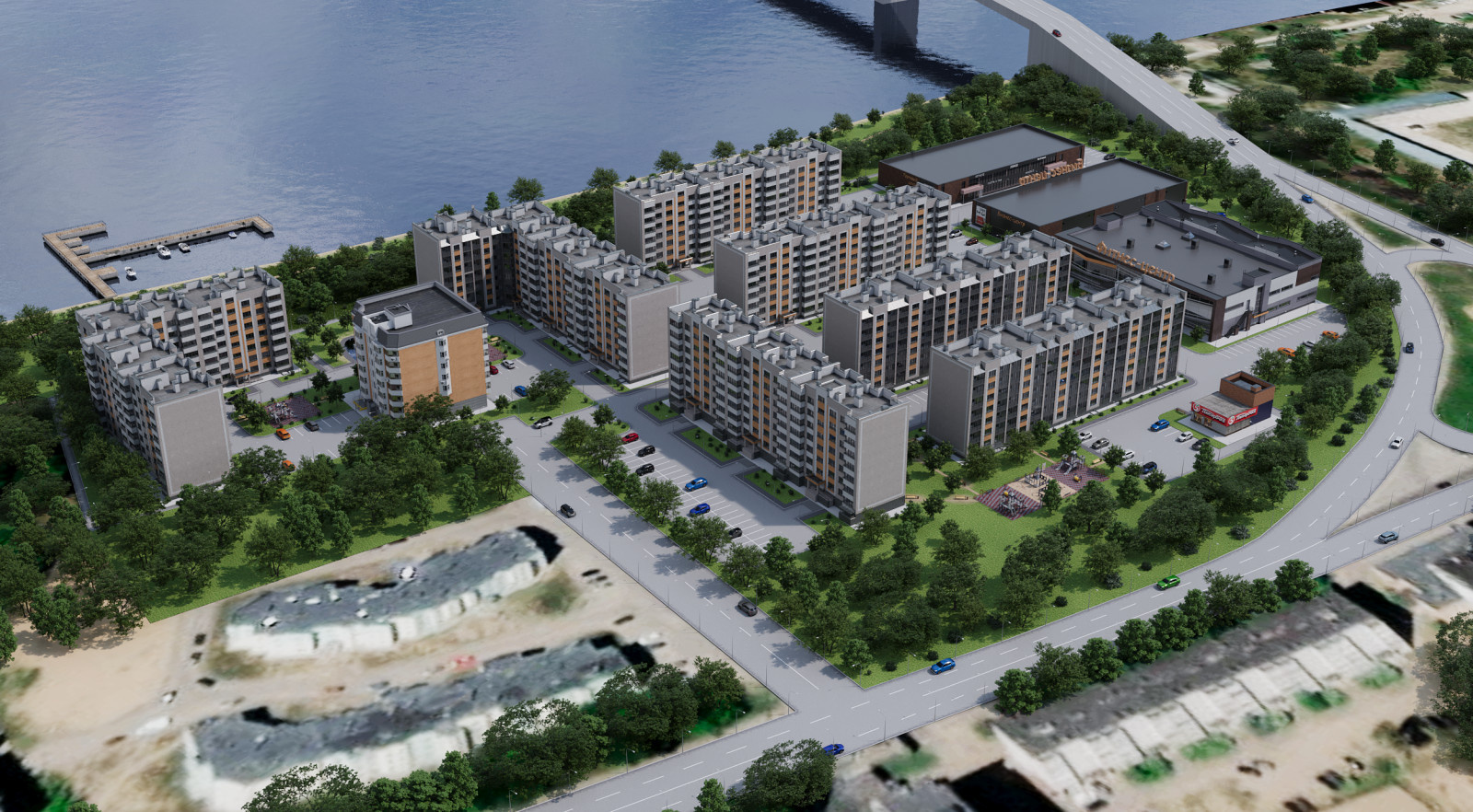 Визуализация комплекса жилой и коммерческой застройки в г. Кимры