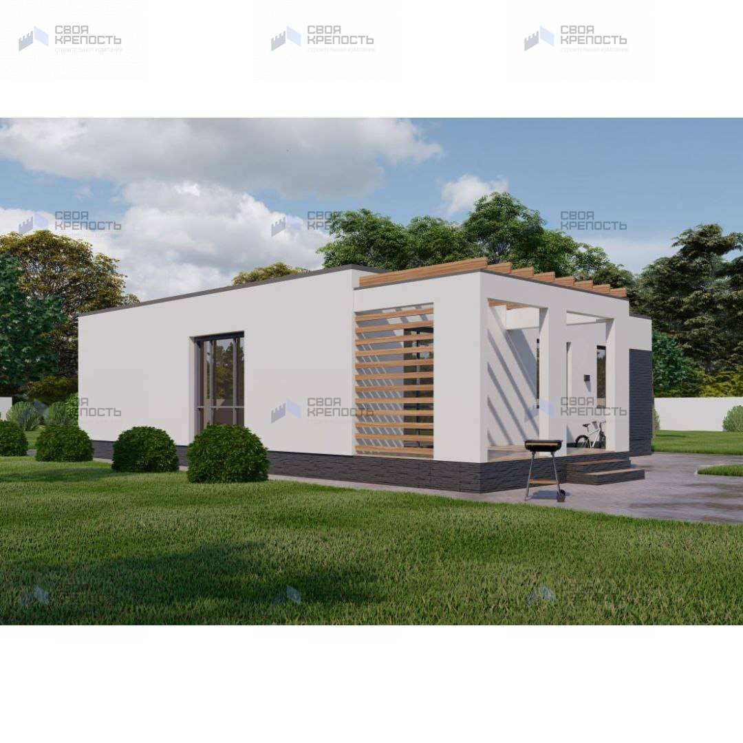 1-этажный дом 120 м² с плоской кровлей