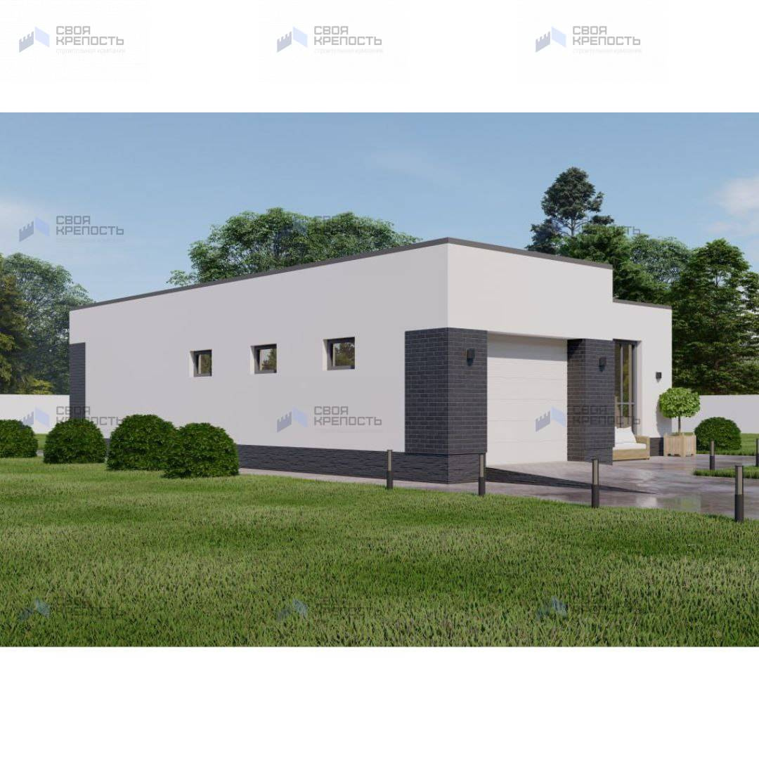 1-этажный дом 120 м² с плоской кровлей