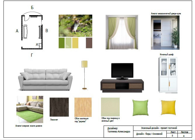 Примеры чертежей из рабочей документации и эскизной части дизайн проектов