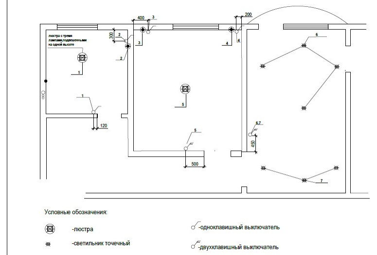 Схема расположения выключателей