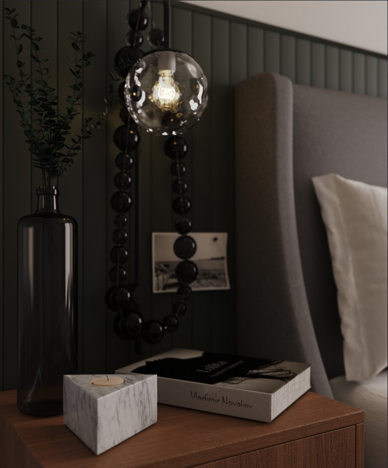 Визуализация спальни. Работа выполнена в 3dmax + Corona Render