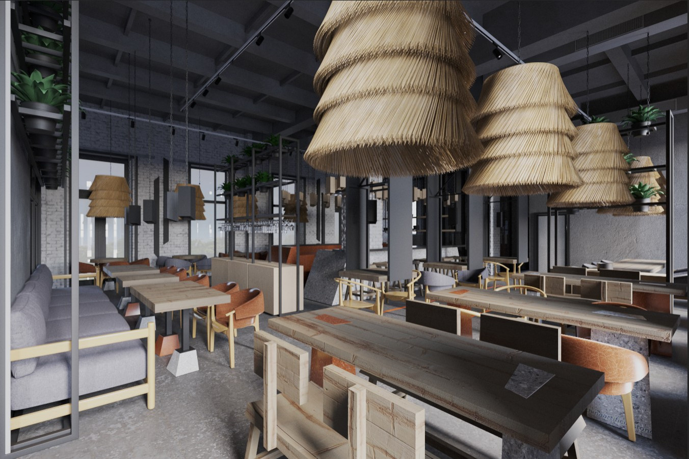 Визуализация Ресторан. Работа выполнена в 3dmax + Corona Render