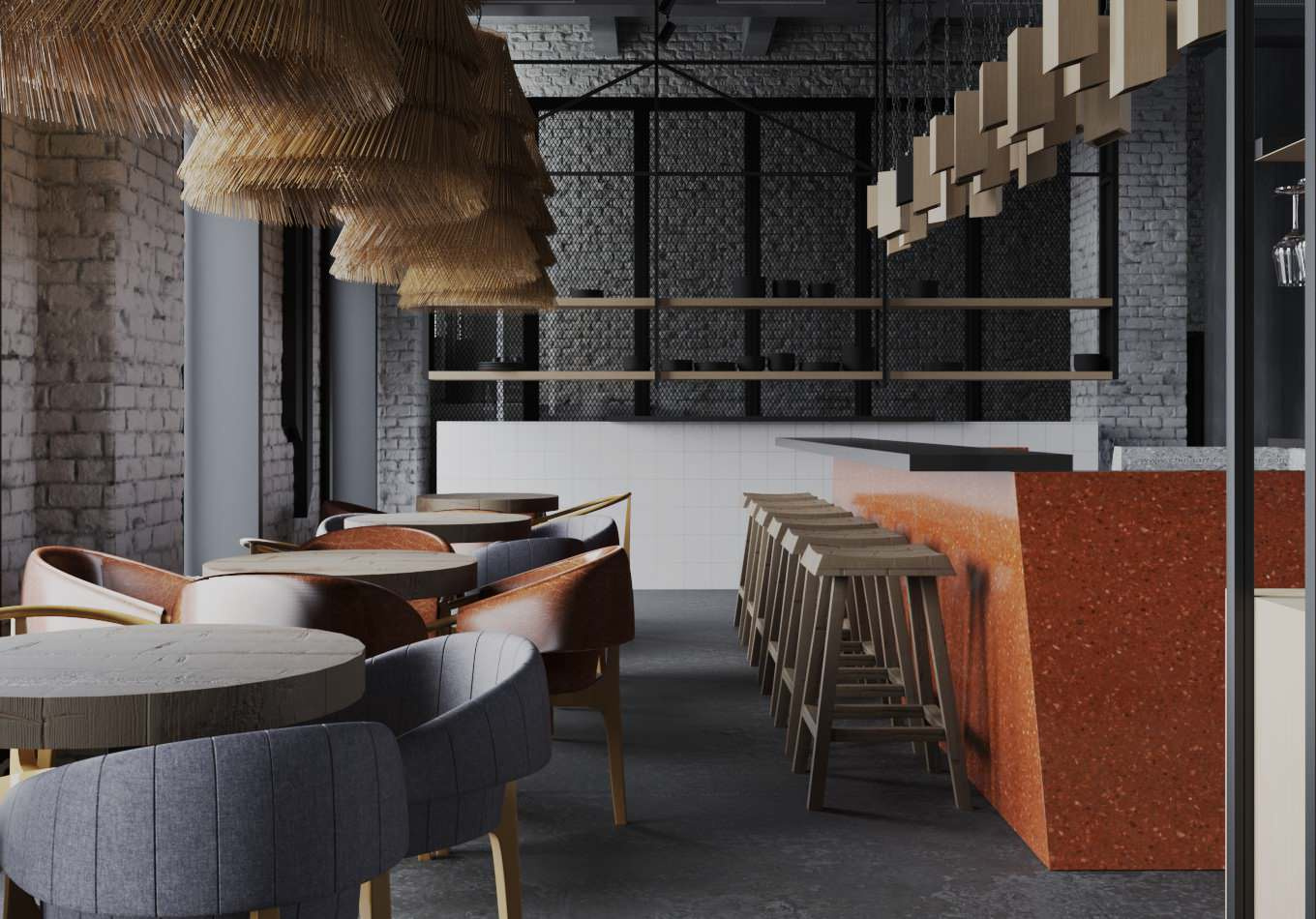 Визуализация Ресторан. Работа выполнена в 3dmax + Corona Render
