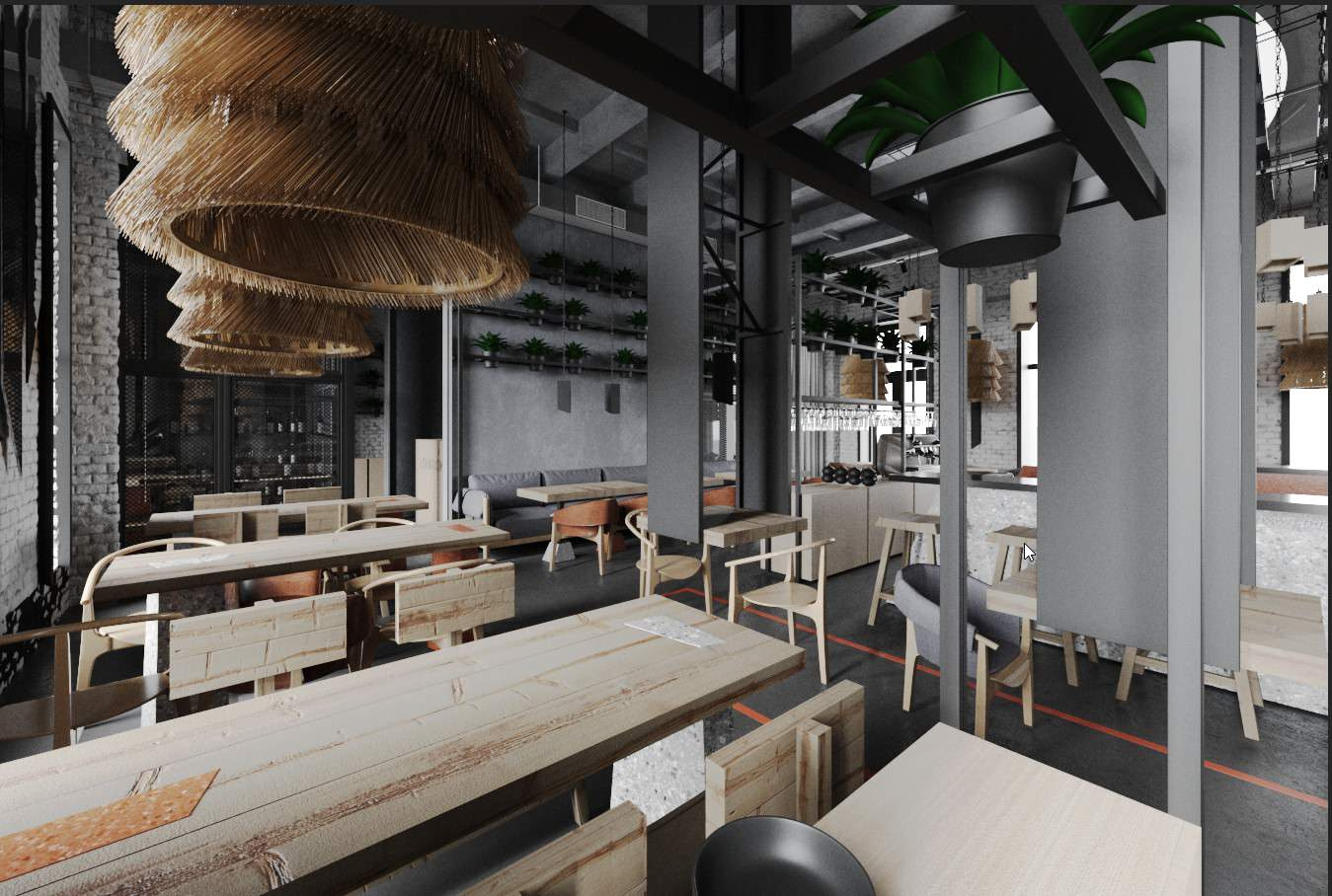 Визуализация Ресторан. Работа выполнена в 3dmax + Corona Render