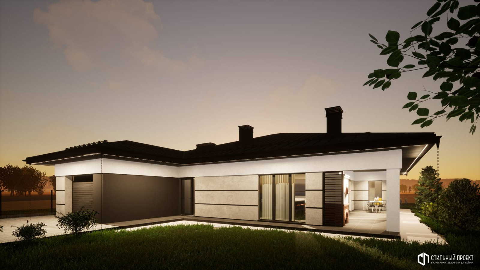 Одноэтажный дом с гаражом