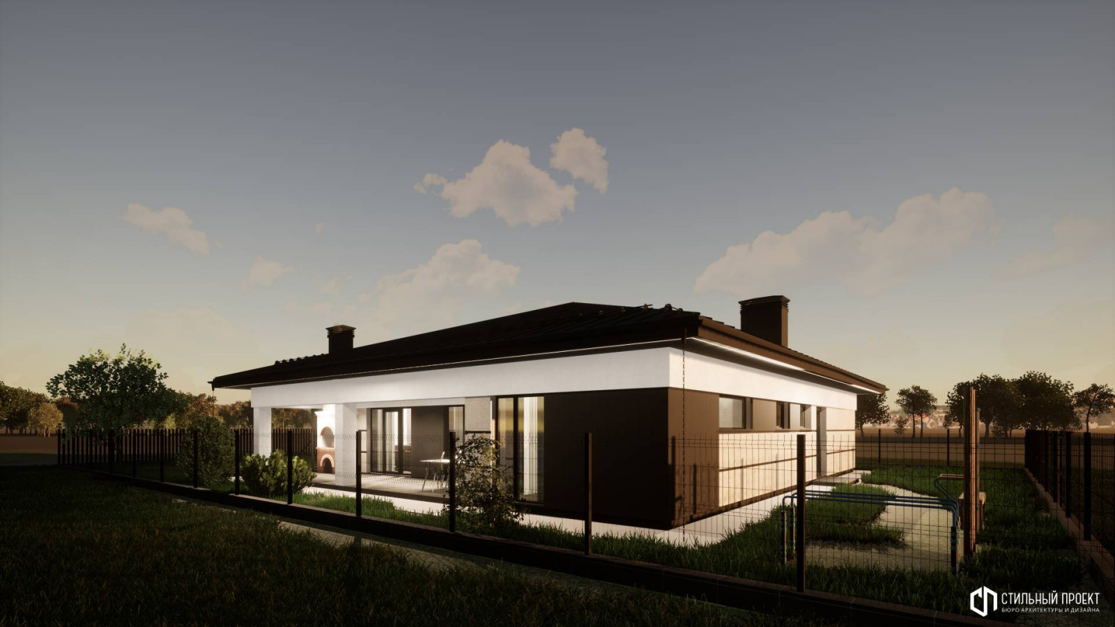 Одноэтажный дом с гаражом