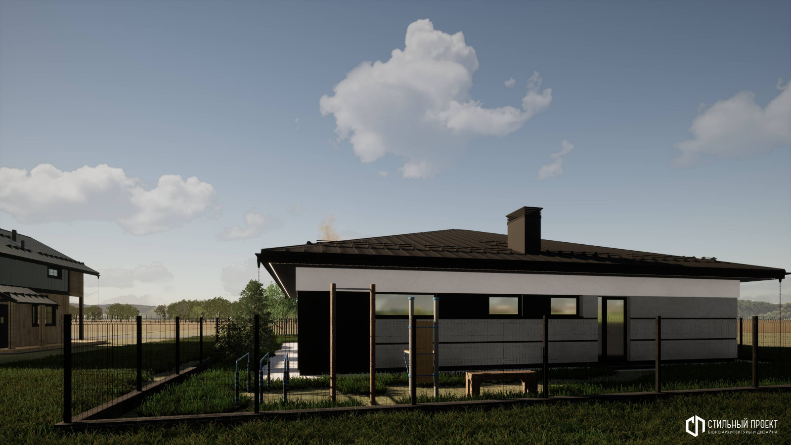 Одноэтажный дом с гаражом