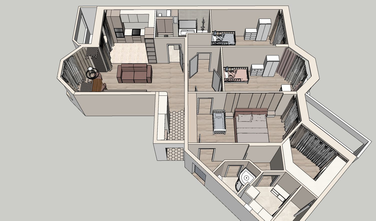 Дизайн проект. Объединение двух соседних квартир.