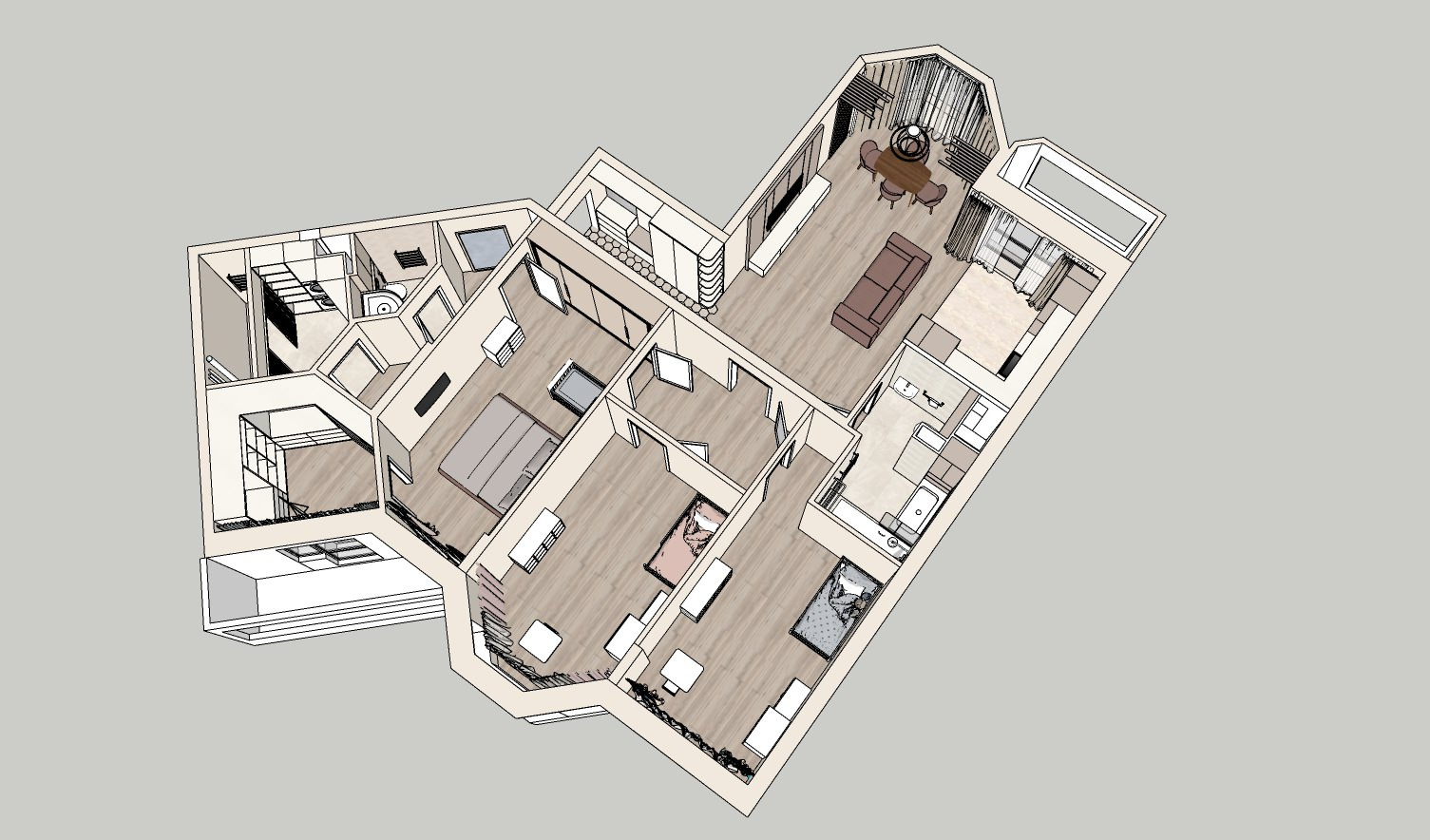 Дизайн проект. Объединение двух соседних квартир.