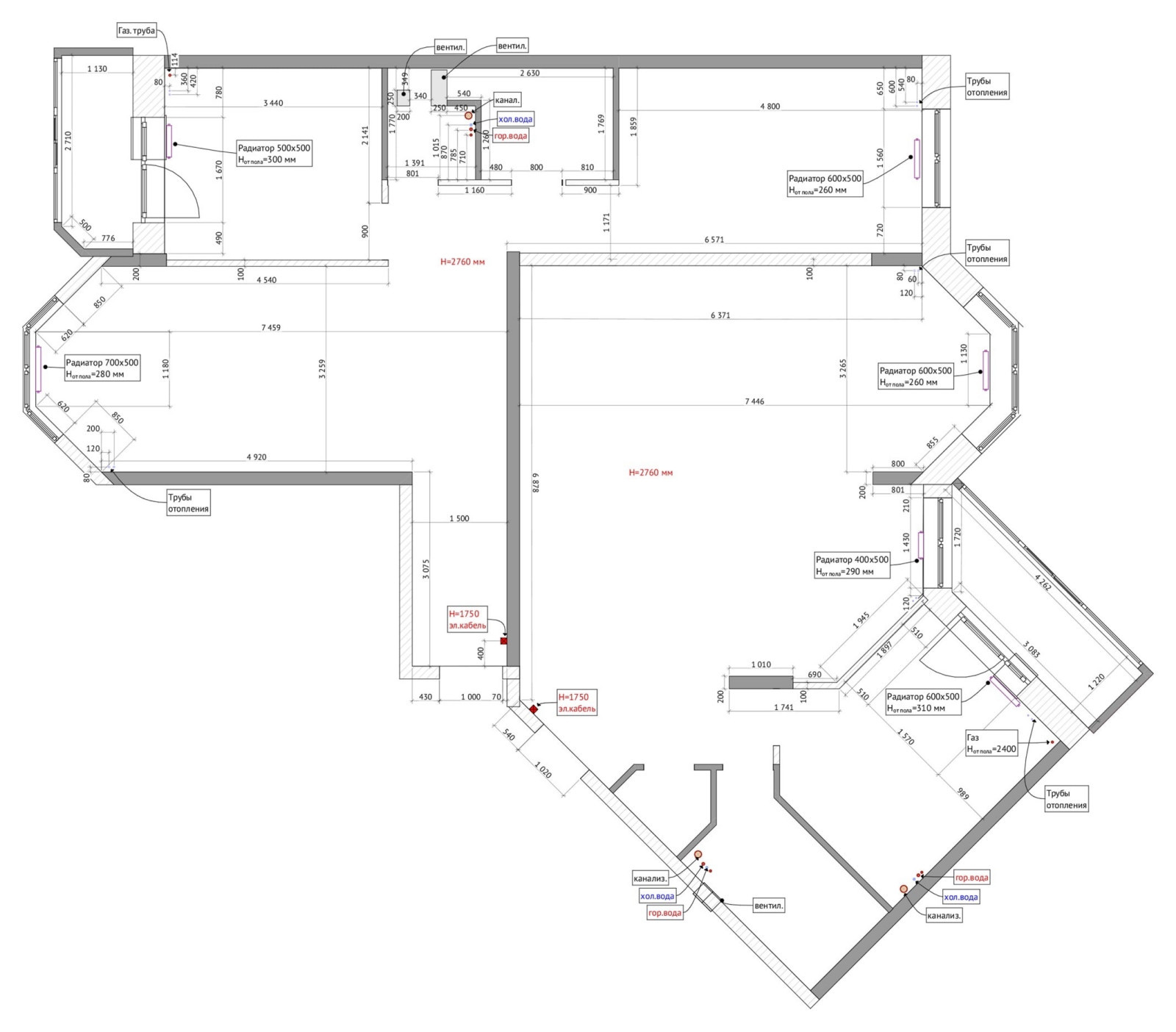 Дизайн проект. Объединение двух соседних квартир.