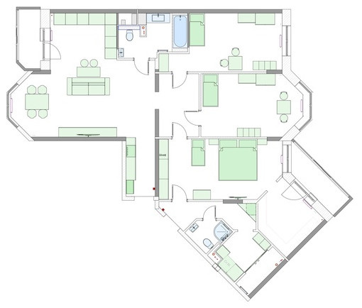 Дизайн проект. Объединение двух соседних квартир.