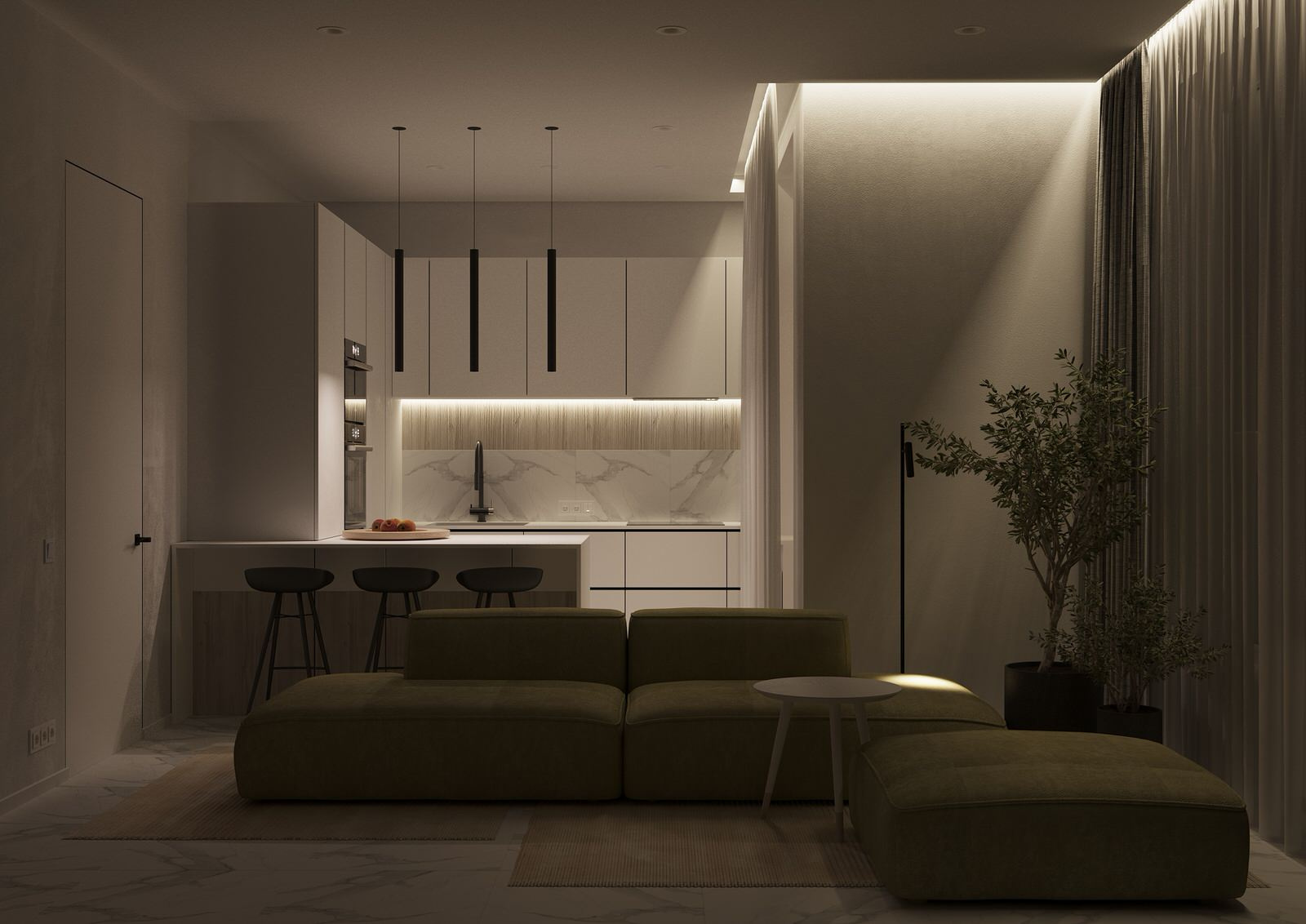 Дизайн-проект квартиры студии 35 кв.м