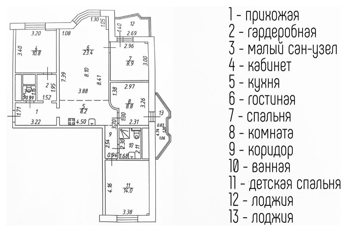 Перепланировка квартиры площадью 96 м2