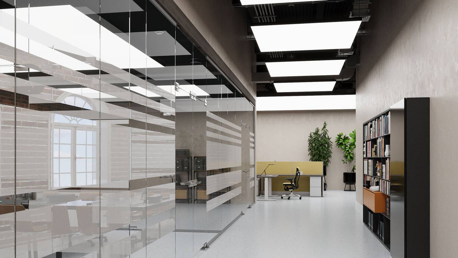 Office with membrane luminaire