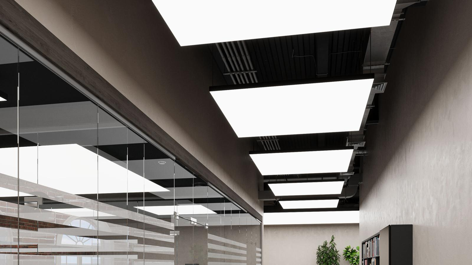 Office with membrane luminaire
