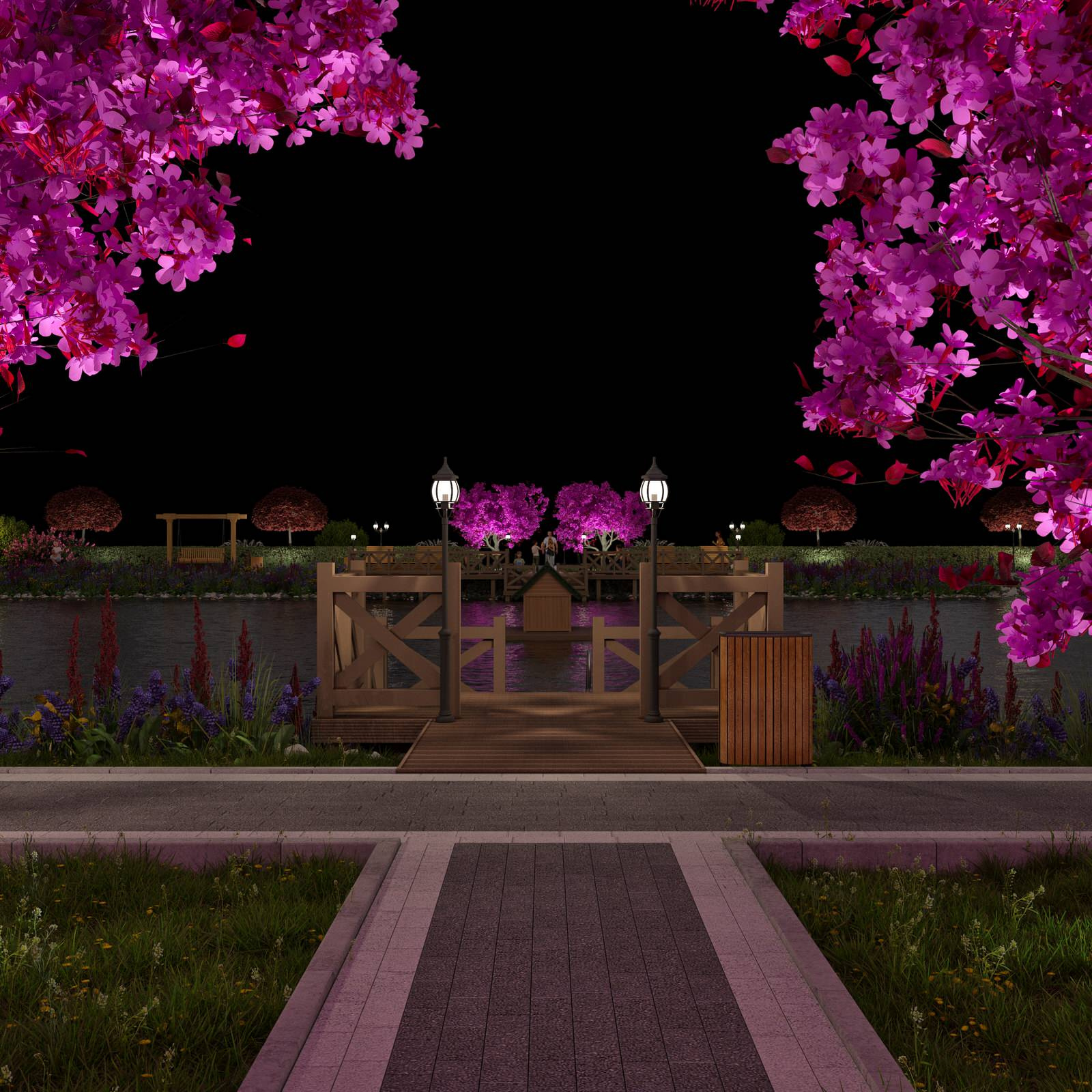 Красивый ландшафт пруда