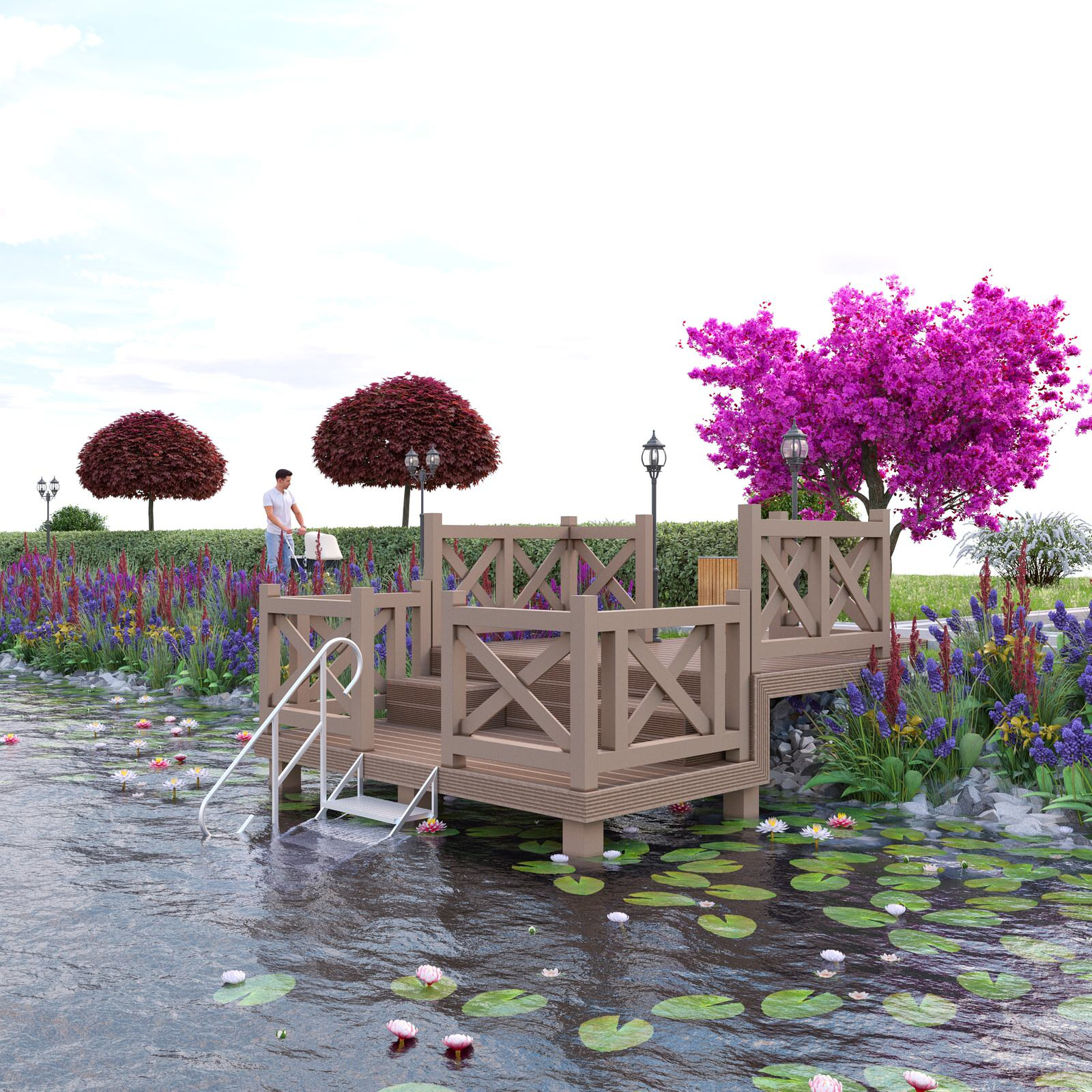 Красивый ландшафт пруда