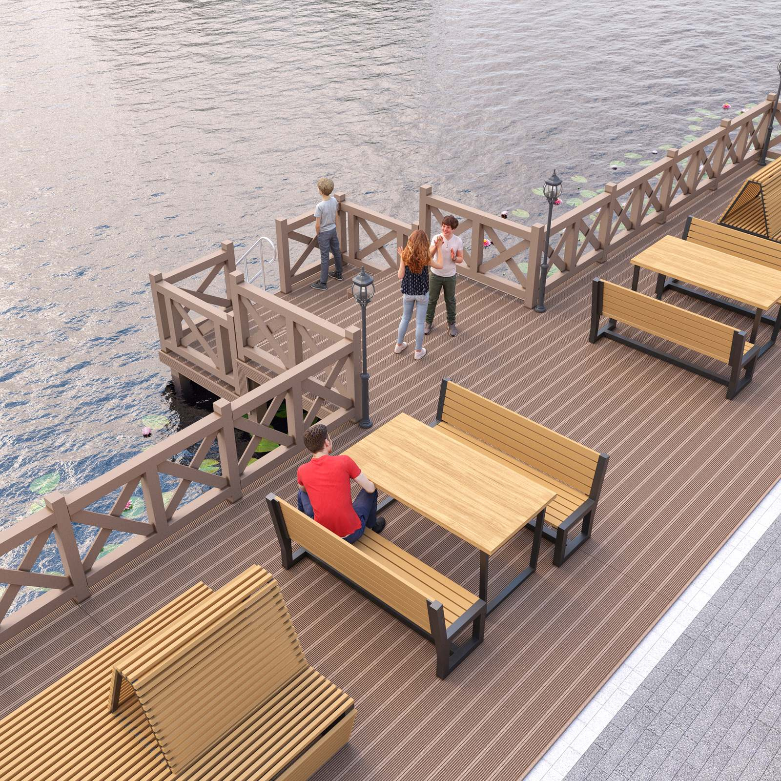 Красивый ландшафт пруда