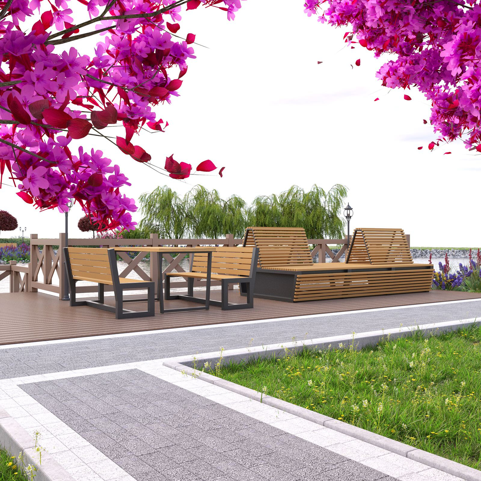 Красивый ландшафт пруда