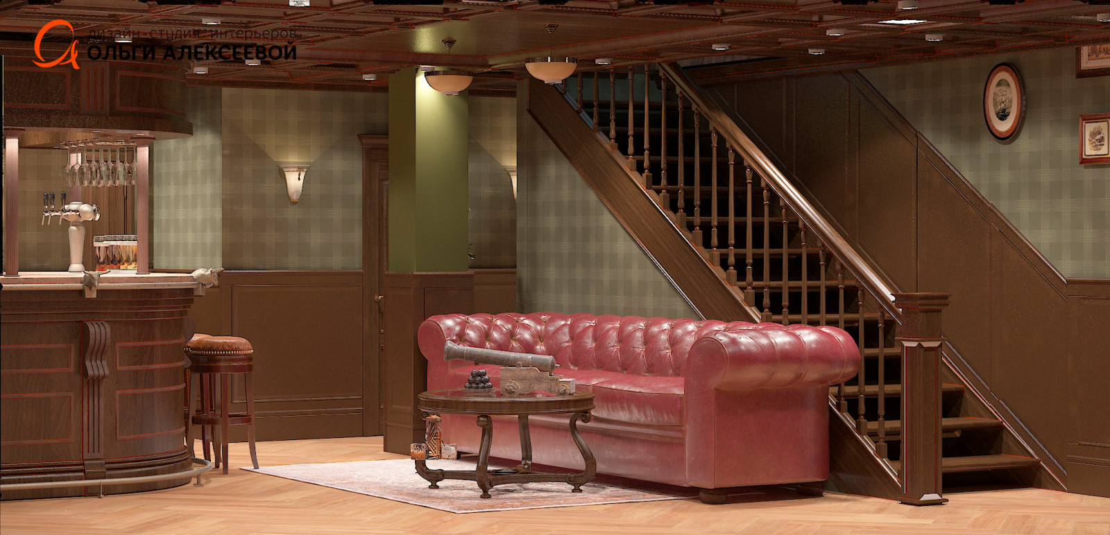 Мужской этаж в таунхаусе площадью 310,0м2.