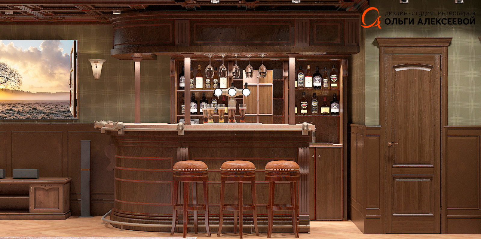 Мужской этаж в таунхаусе площадью 310,0м2.