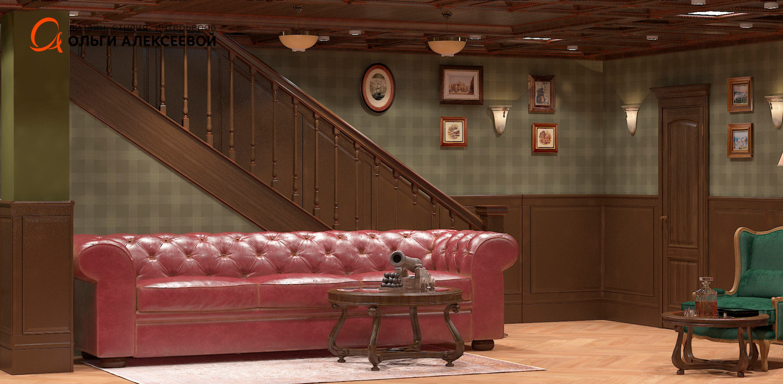 Мужской этаж в таунхаусе площадью 310,0м2.